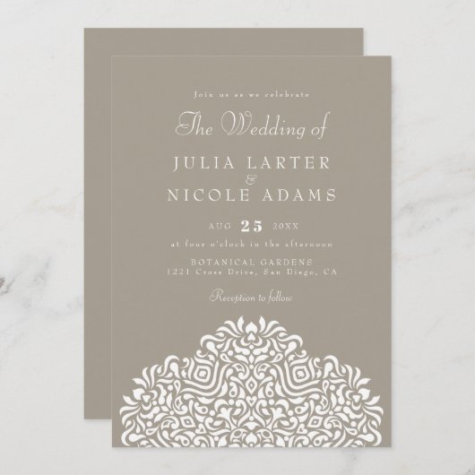 Boho Ethnic Botanical Accent Wedding 招待状 (正面/裏面)