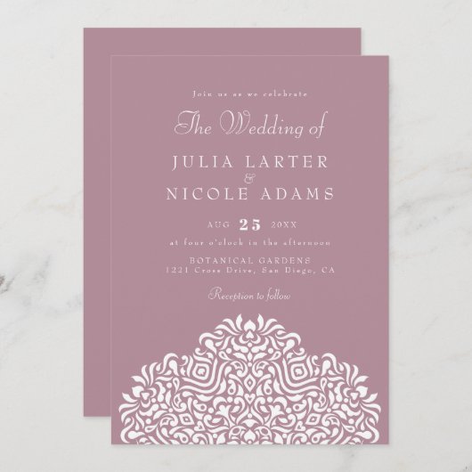 Boho Ethnic Botanical Accent Wedding 招待状 (正面/裏面)