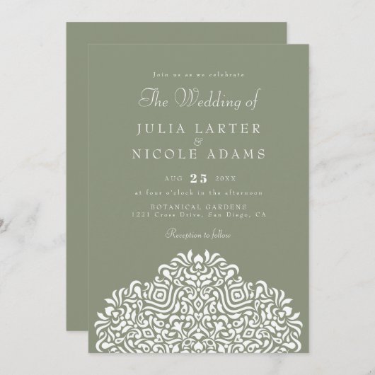 Boho Ethnic Botanical Accent Wedding 招待状 (正面/裏面)