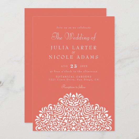 Boho Ethnic Botanical Accent Wedding 招待状 (正面/裏面)