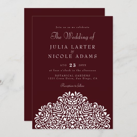 Boho Ethnic Botanical Accent Wedding 招待状 (正面/裏面)