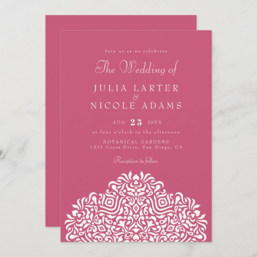 Boho Ethnic Botanical Accent Wedding 招待状 (正面/裏面)