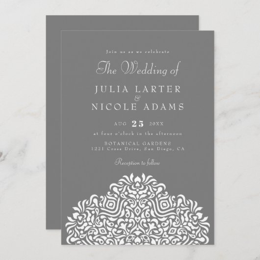 Boho Ethnic Botanical Accent Wedding 招待状 (正面/裏面)