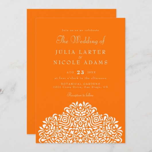 Boho Ethnic Botanical Accent Wedding 招待状 (正面/裏面)