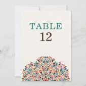 Boho Ethnic Botanical Wedding Table Number 招待状 (正面)
