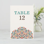 Boho Ethnic Botanical Wedding Table Number 招待状 (スタンド正面)