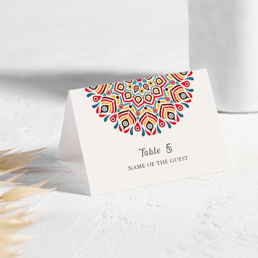 Boho Ethnic Floral Mandala Wedding Place Card テーブルナンバー