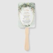 Boho Eucalyptus緑の枝の金ゴールドプログラム ハンドファン (正面)