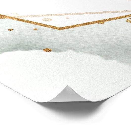 Boho Eucalyptus緑の金ゴールド結婚のタイムライン ポスター (角)