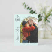 Boho Eucalyptus Arch Photo Save The Date ポストカード (スタンド正面)