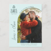 Boho Eucalyptus Arch Photo Save The Date ポストカード (正面)