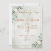Boho Eucalyptus & Cotton Wedding Invitation 招待状 (正面)