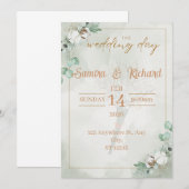 Boho Eucalyptus & Cotton Wedding Invitation 招待状 (正面/裏面)