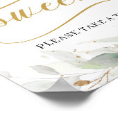 Boho eucalyptus gold leaves love is sweet sign ポスター (角)