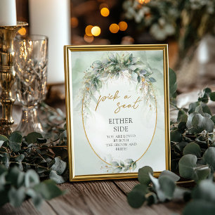 Boho eucalyptus Greenery両側の座席を選択 ポスター