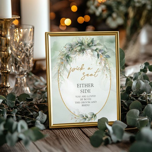 Boho eucalyptus Greenery両側の座席を選択 ポスター