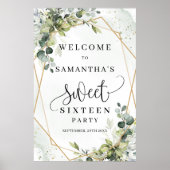 Boho Eucalyptus Greenery 16th birthday welcome ポスター (正面)
