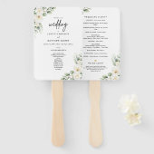 Boho Eucalyptus Greenery Wedding Ceremony Program  ハンドファン (正面&裏面)