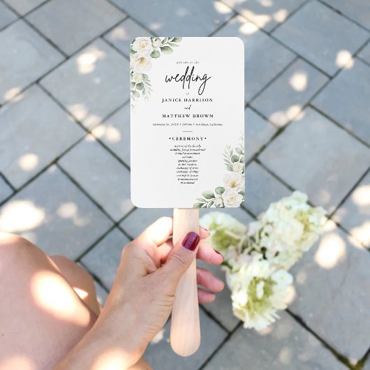 Boho Eucalyptus Greenery Wedding Ceremony Program  ハンドファン