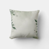 Boho Eucalyptus Watercolor Leaves Throw Pillow クッション (正面)