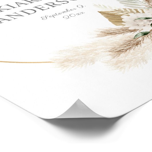 Boho Eucalyputs, Palmフローラ循環ウェルカムサイン ポスター (角)