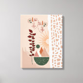 Boho Faces – Moderne abstrakte Wandkunst in warmen キャンバスプリント (正面)