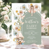 BOHO Fairy 1st Birthday Invitation Wildflower Sage 招待状