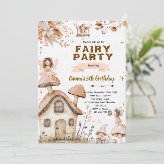 Boho fairy enchanted party invitation 招待状 (スタンド正面)