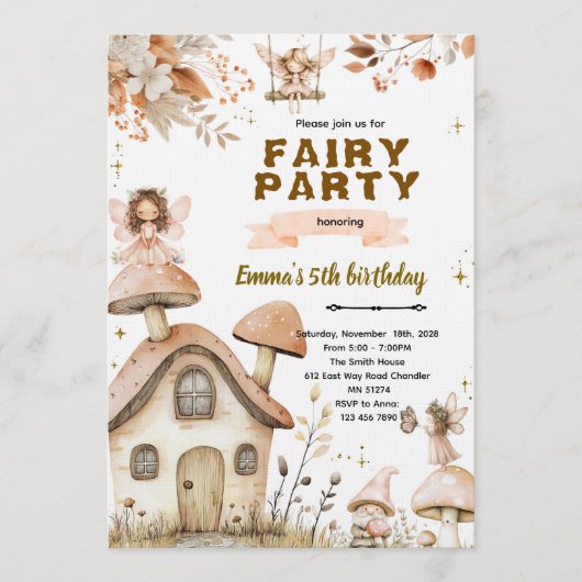 Boho fairy enchanted party invitation 招待状 (正面)