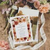 Boho Fall Botanical Wedding Photo Invitation 招待状