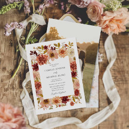 Boho Fall Botanical Wedding Photo Invitation 招待状