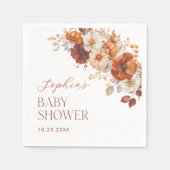 Boho Fall Floral Baby Shower スタンダードカクテルナプキン (正面)
