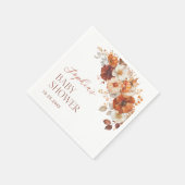 Boho Fall Floral Baby Shower スタンダードカクテルナプキン (角)