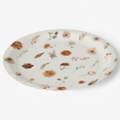 Boho Fall Floral Baby Shower  ペーパープレート (アングル)