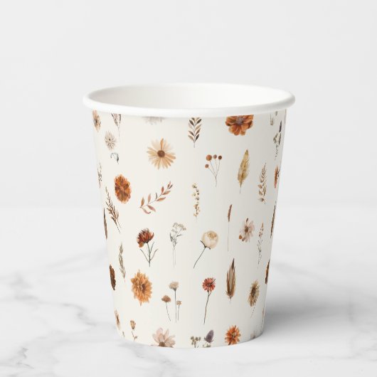 Boho Fall Floral Baby Shower  紙コップ (裏面)