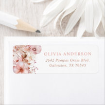 Boho Fall Floral Baby Shower Return Address Label