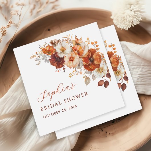 Boho Fall Floral Bridal Shower スタンダードカクテルナプキン