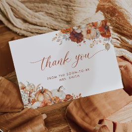 Boho Fall Floral Bridal Shower Thank You Card カード