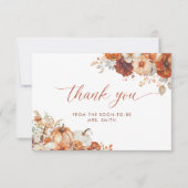 Boho Fall Floral Bridal Shower Thank You Card カード (正面)