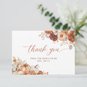 Boho Fall Floral Bridal Shower Thank You Card カード (スタンド正面)