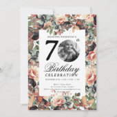 Boho Fall Floral Garden Photo 70th Birthday  招待状 (正面)