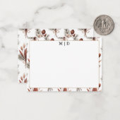 Boho Fall Floral Monogramm  ノートカード (正面/裏面インサイチュ)