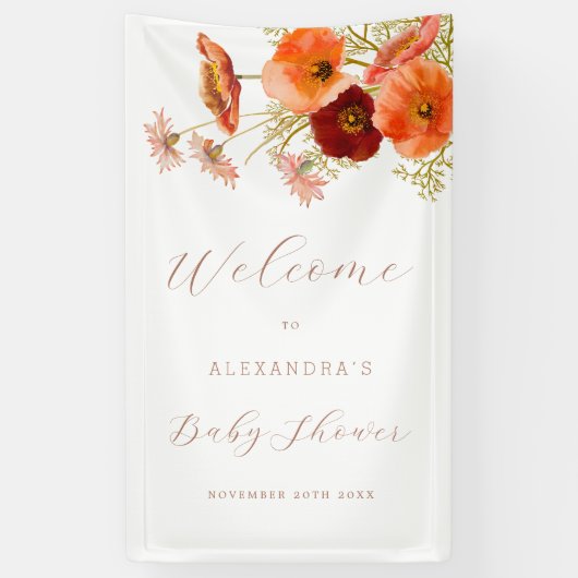 Boho Fall Floral Personalized Baby Shower 横断幕 (縦)