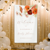 Boho Fall Floral Personalized Baby Shower 横断幕