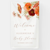 Boho Fall Floral Personalized Baby Shower Welcome 横断幕 (縦)