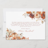 Boho Fall Floral Pumpkin Baby Shower  サンキューカード (裏面)