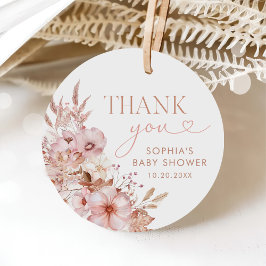 Boho Fall Floral Pumpkin Baby Shower  フェイバータグ