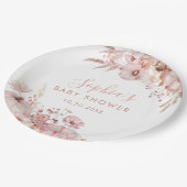 Boho Fall Floral Pumpkin Baby Shower  ペーパープレート (アングル)