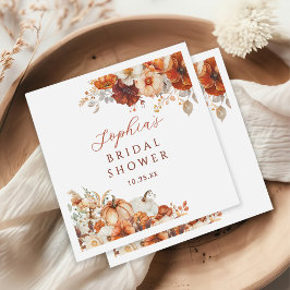 Boho Fall Floral Pumpkin Bridal Shower スタンダードカクテルナプキン