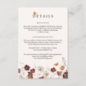 Boho Fall Florals Butterfly Wedding エンクロージャーカード (正面)